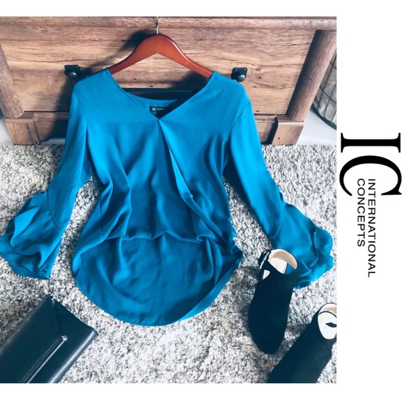 INC International Concepts Tops - INC INTERNATIONAL CONCEPTS Chiffon Blouse - Aqua